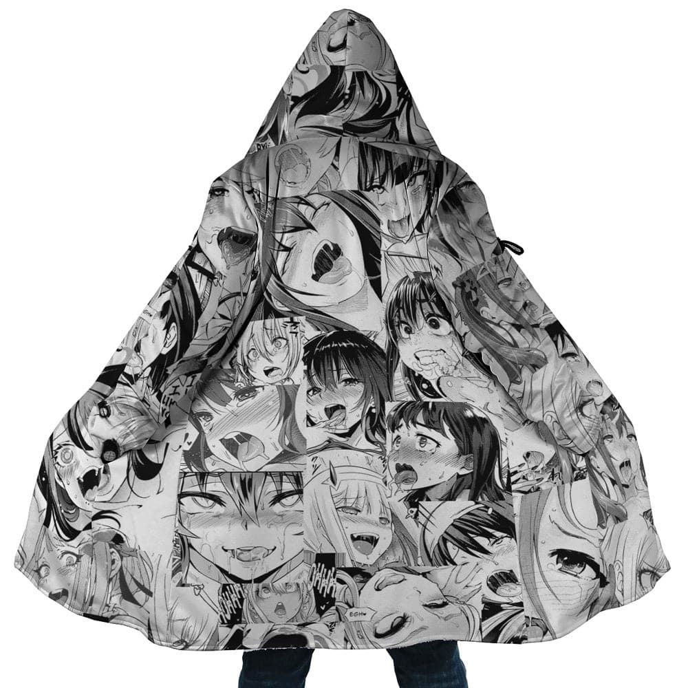 Ahegao Waifu Blend Hooded Cloak Coat