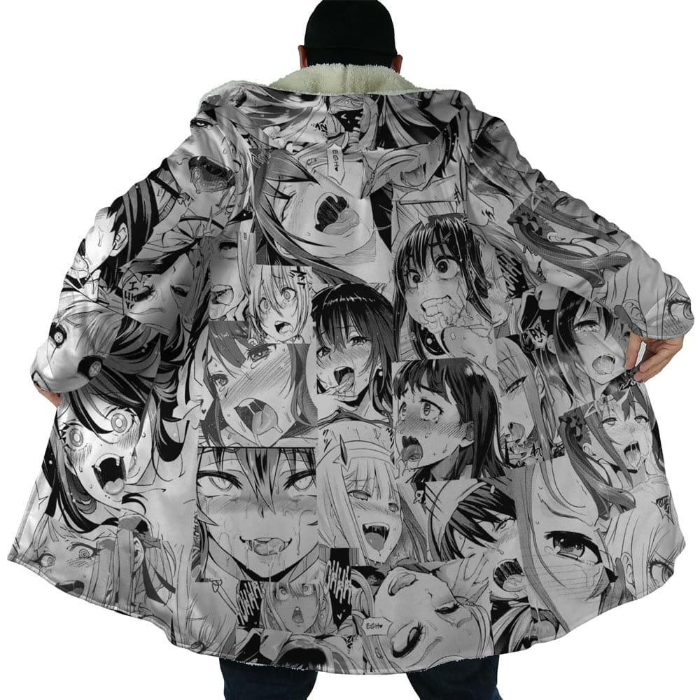 Ahegao Waifu Blend Hooded Cloak Coat