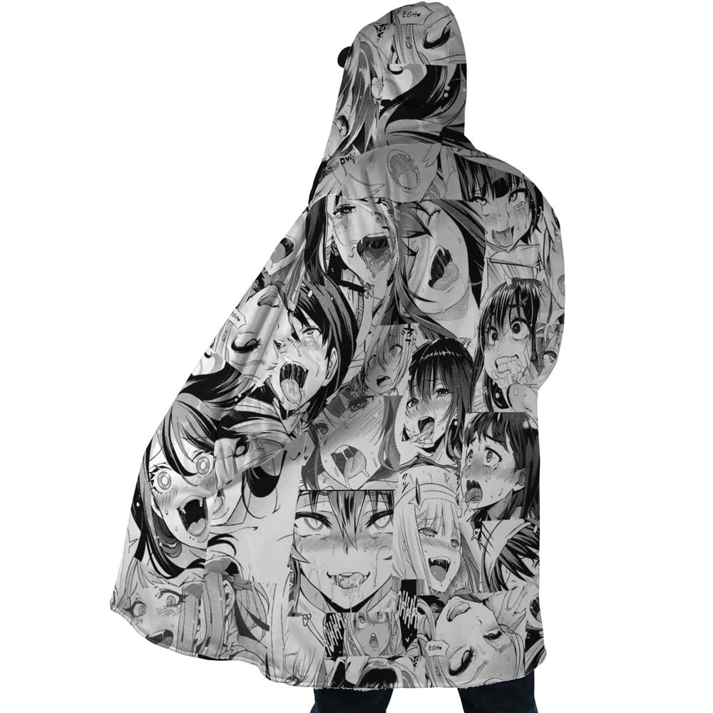 Ahegao Waifu Blend Hooded Cloak Coat