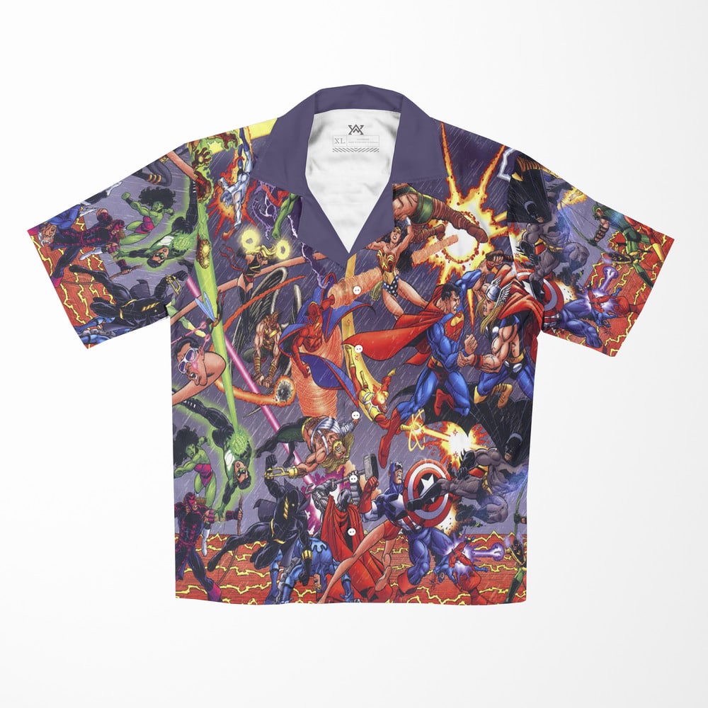 All Comic Heroes Blend Button up Hawaiian Shirt