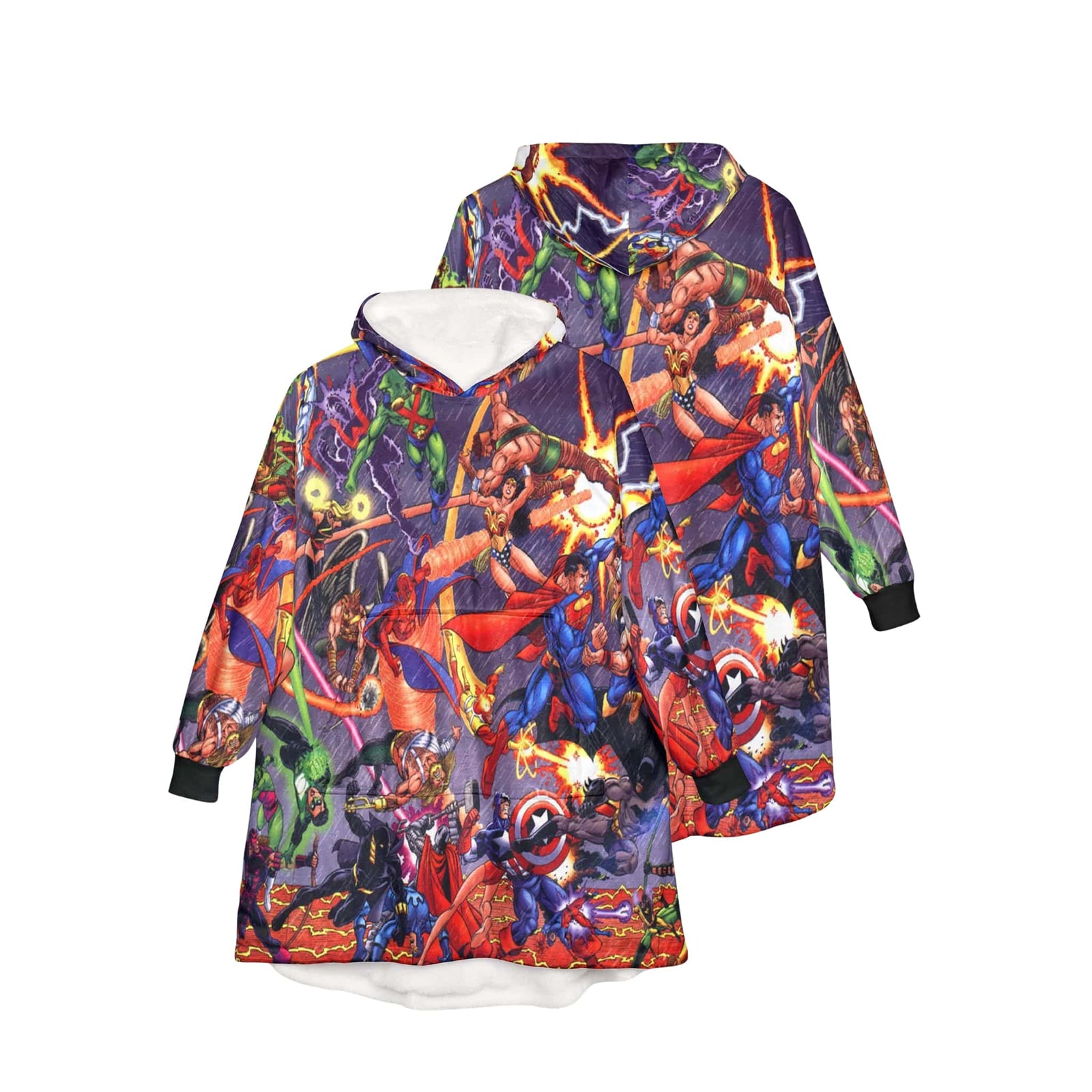 All Over Comic Heroes Blend Blanket Hoodie