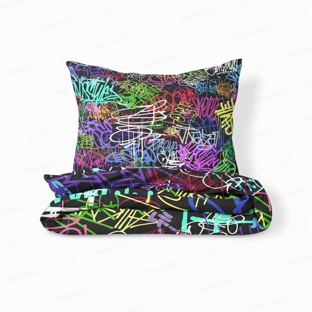 All Over Brushed Strokes Graffiti Duvet Cover Bedding