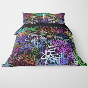 All Over Brushed Strokes Graffiti Duvet Cover Bedding