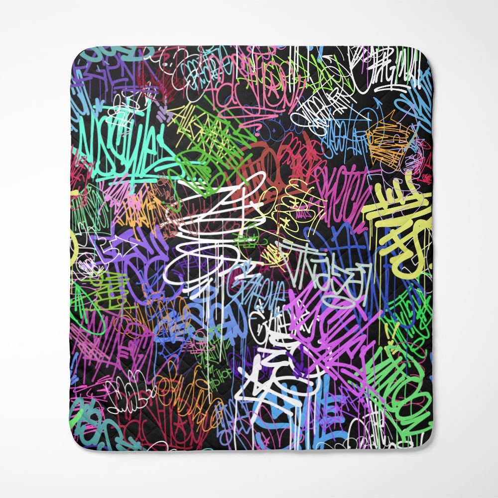 All Over Brushed Strokes Graffiti Quilt Bedding