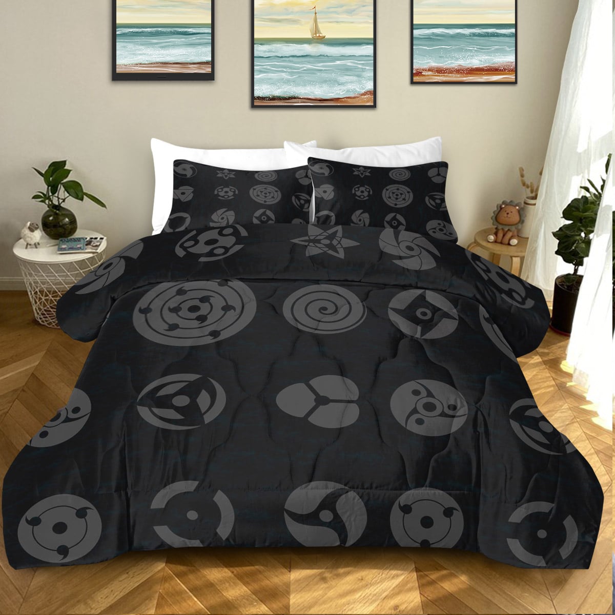 Anime Shinobi Eyes All Over Brushed Comforter Set