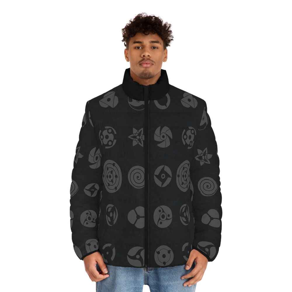 All Over Eyes Pattern Puffer Jacket