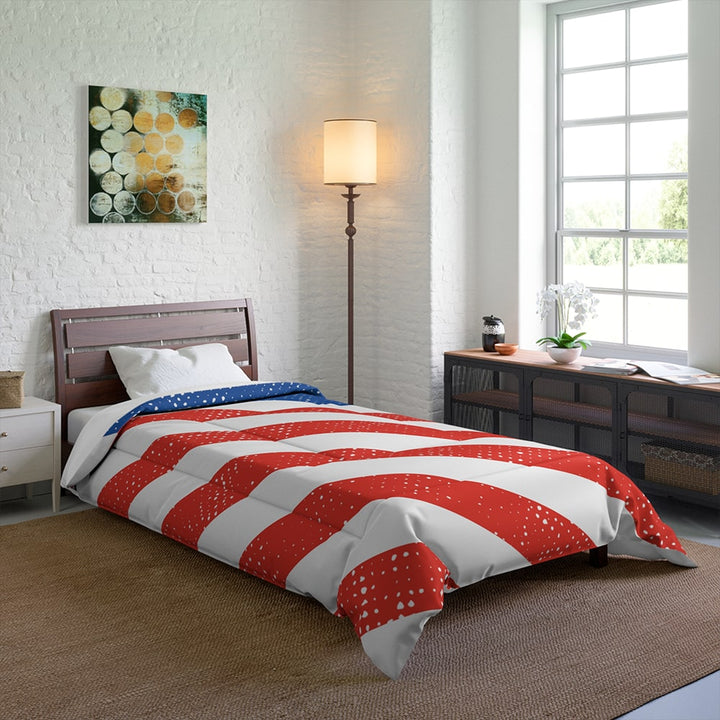 American Vintage Patriotic Flag Lines Comforter Set Bedding