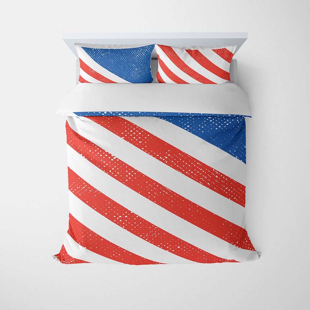 American Vintage Patriotic Flag Lines Comforter Set Bedding