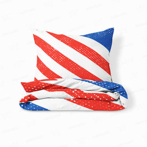 American Vintage Patriotic Flag Lines Comforter Set Bedding