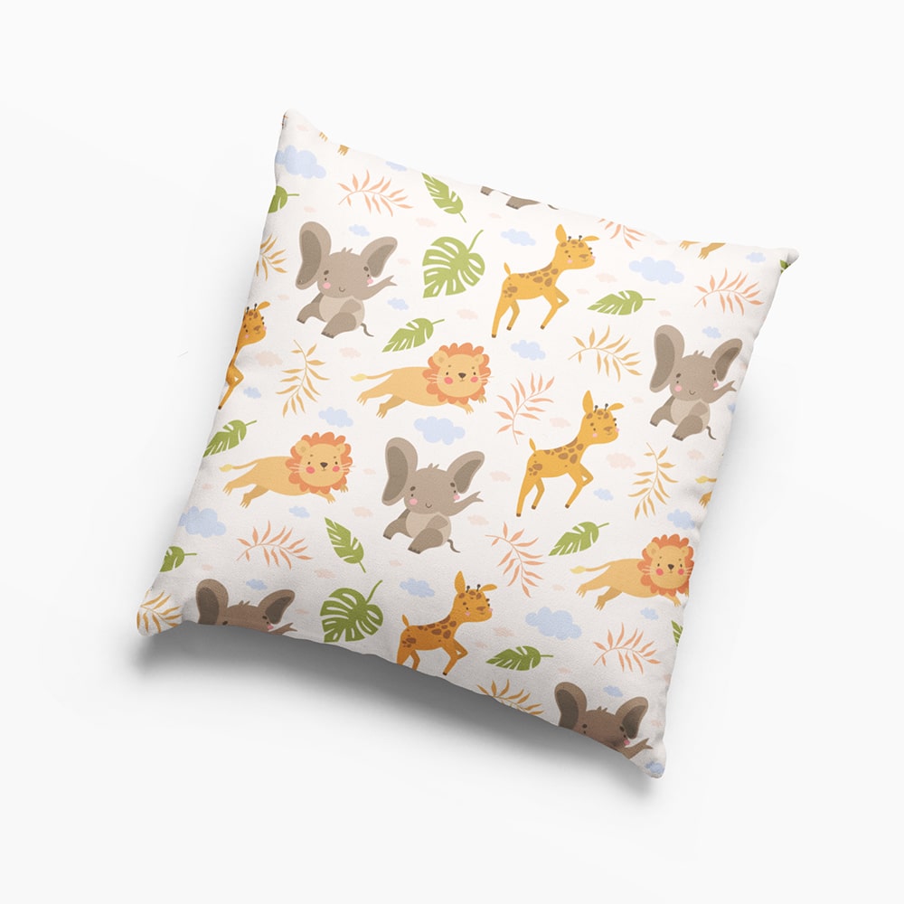 Animal Doodels Pattern Kids Throw Pillow