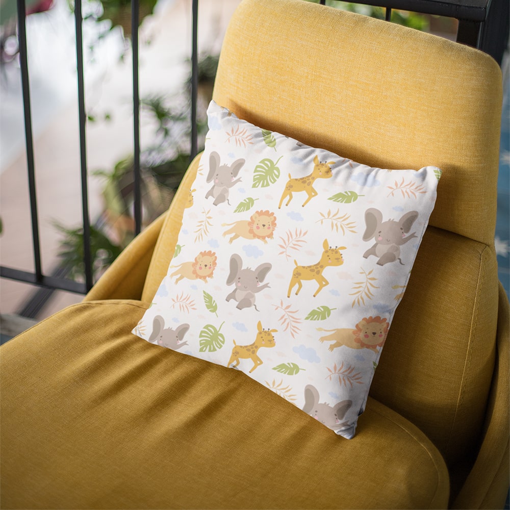 Animal Doodels Pattern Kids Throw Pillow