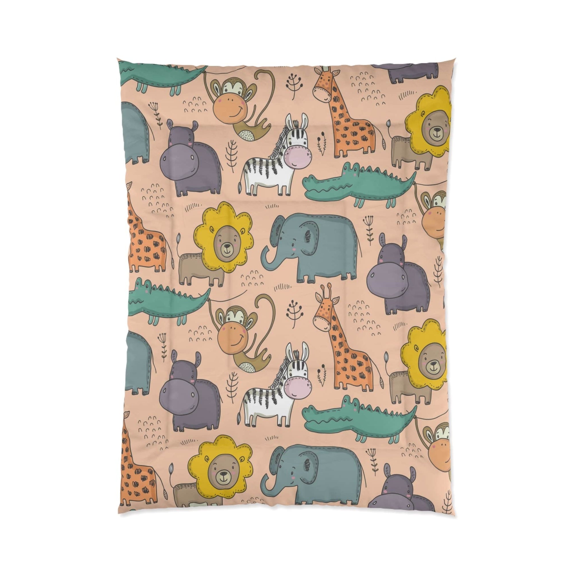 Animal Zoo Cute Doodles Pattern Comforter Set Bedding