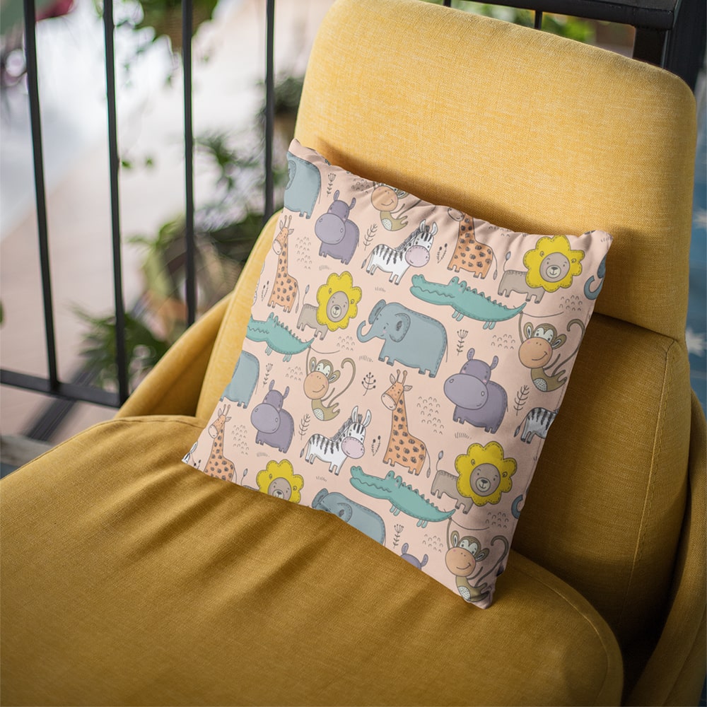 Animal Zoo Cute Doodles Throw Pillow