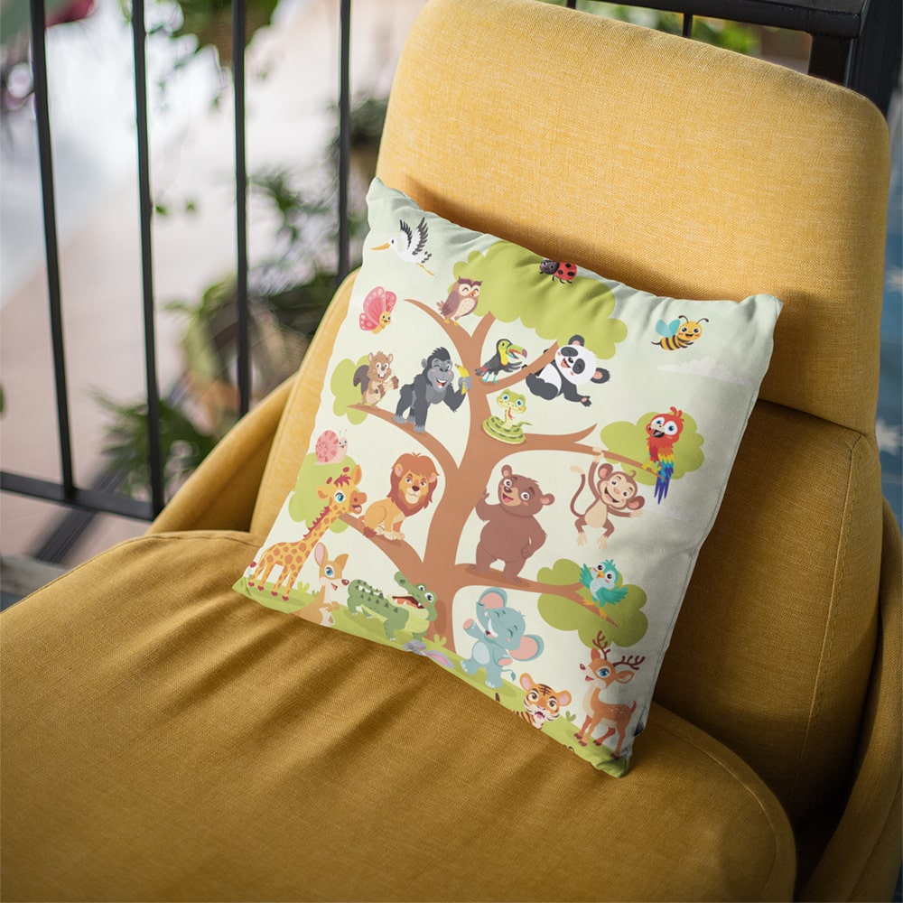 Animals Tree Kids Throw Pillow