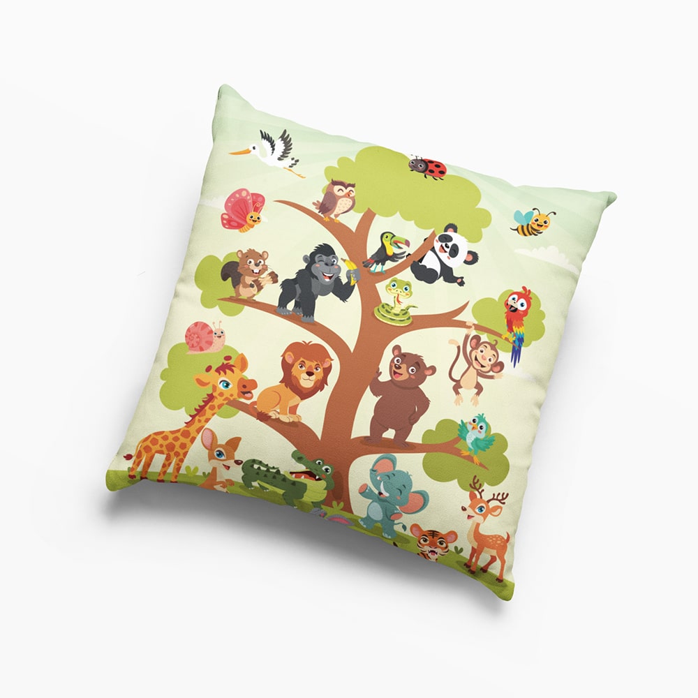 Animals Tree Kids Throw Pillow