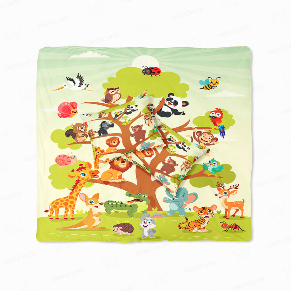 Animals Tree Kids Duvet Cover Bedding