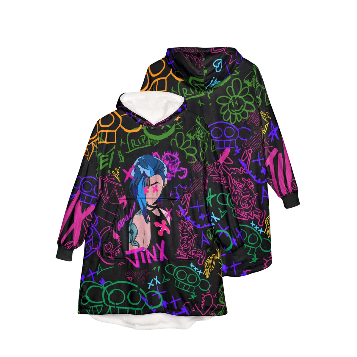 Jinx Neon Graffiti Blend Blanket Hoodie