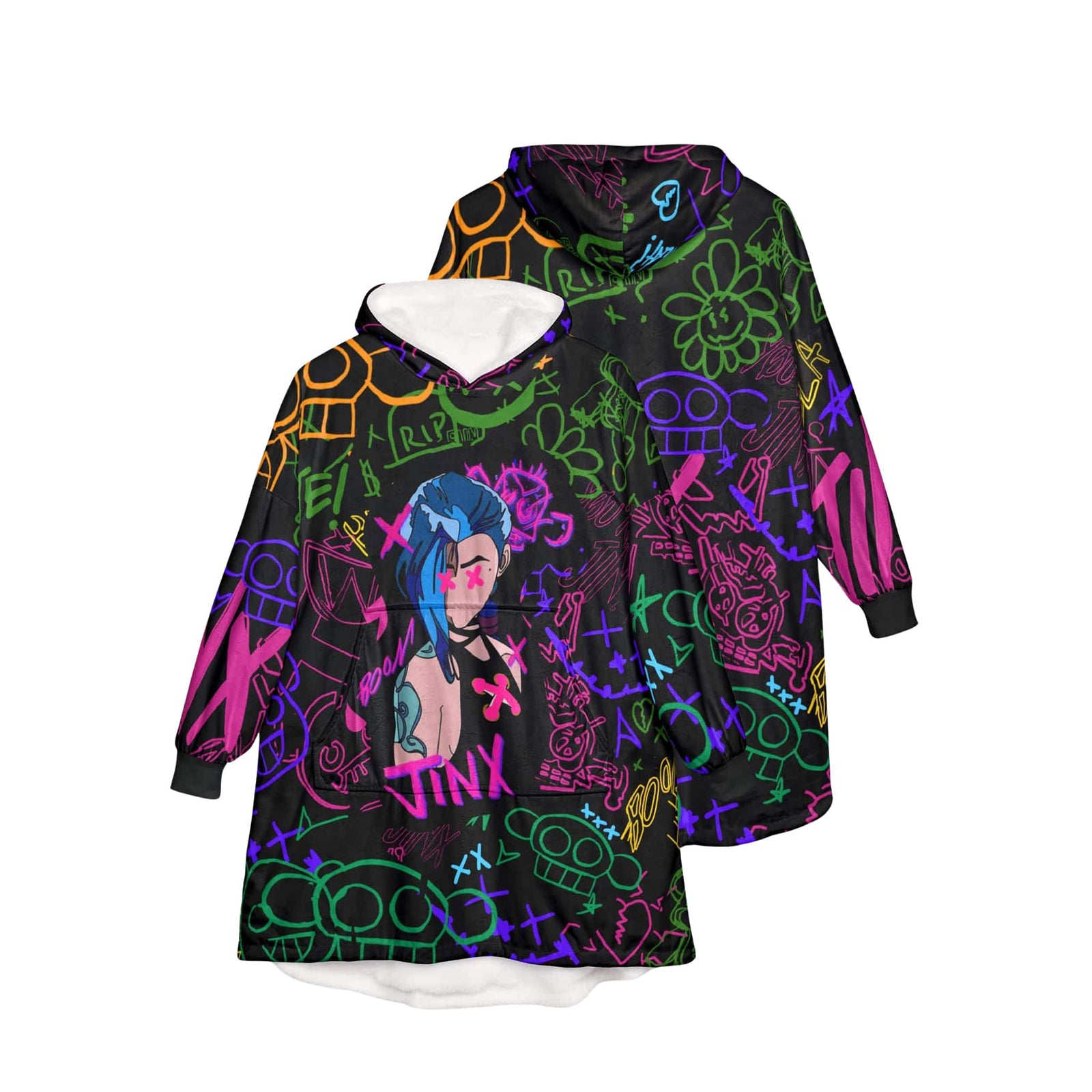 Jinx Neon Graffiti Blend Blanket Hoodie