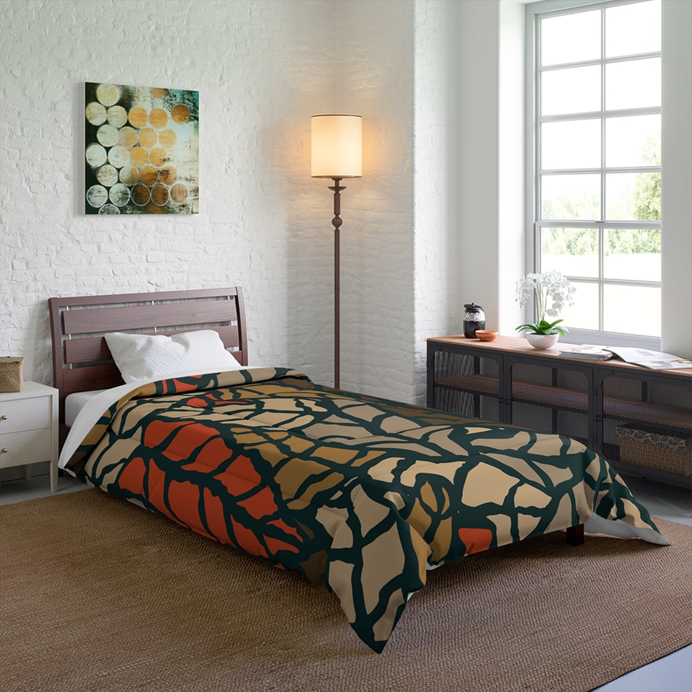 Autumn Leaf Abstract Blend Comforter Set Bedding