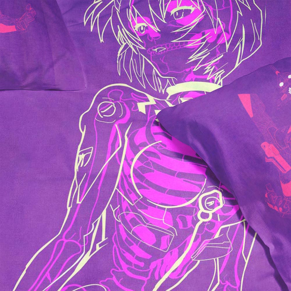 Duvet Cover Set - Ayanami Rei Skeliton Brushed Glow Neon Genesis Bedding
