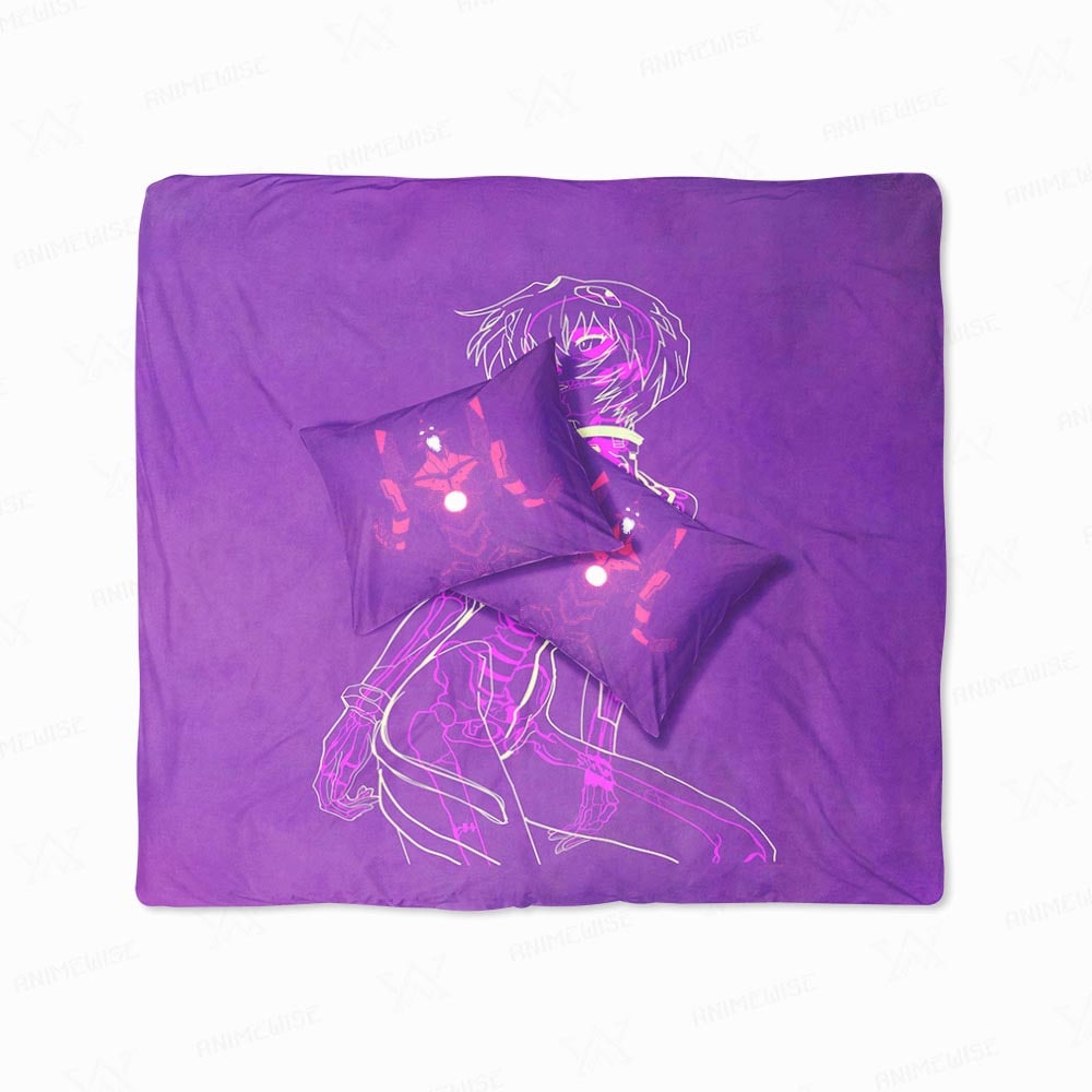 Duvet Cover Set - Ayanami Rei Skeliton Brushed Glow Neon Genesis Bedding