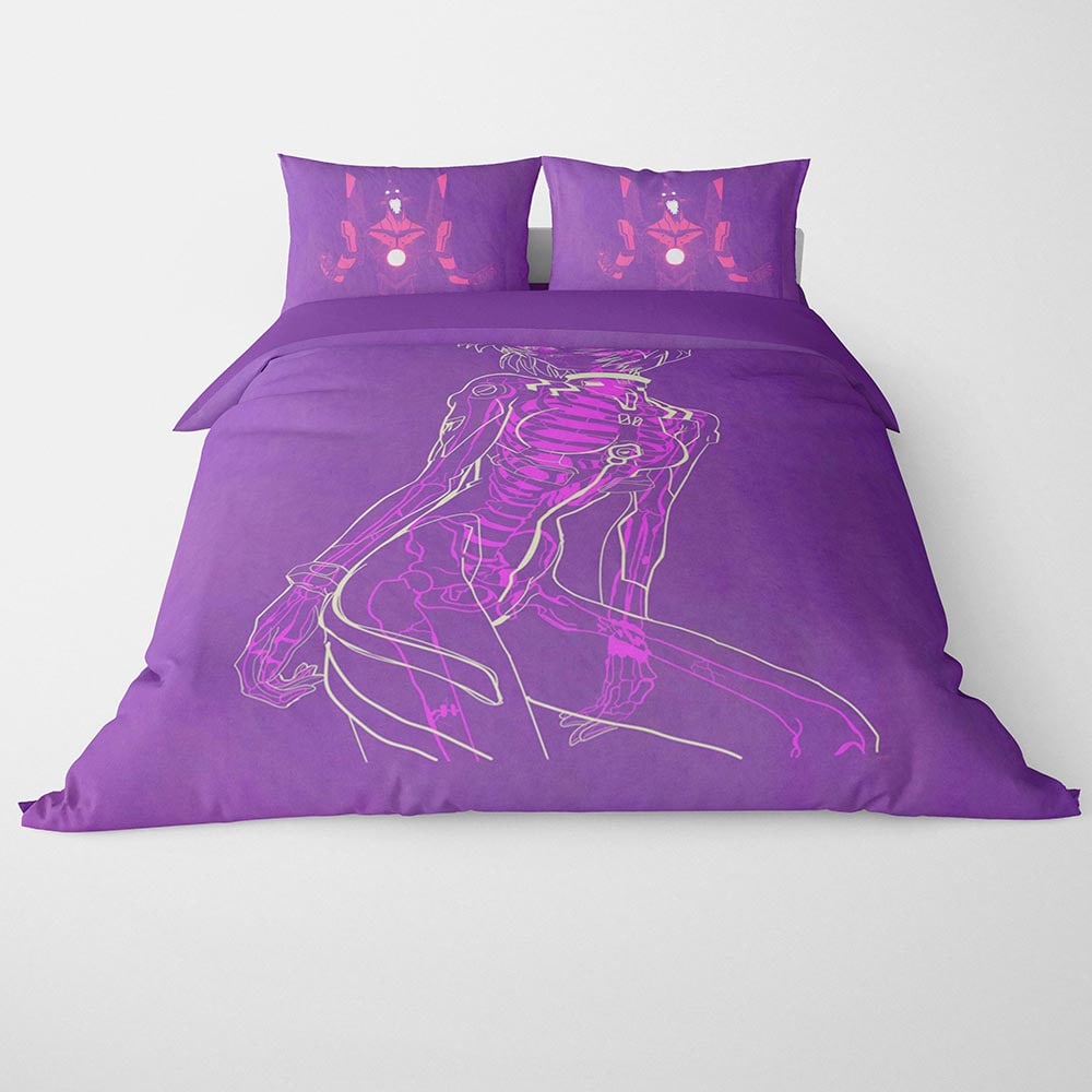 Duvet Cover Set - Ayanami Rei Skeliton Brushed Glow Neon Genesis Bedding