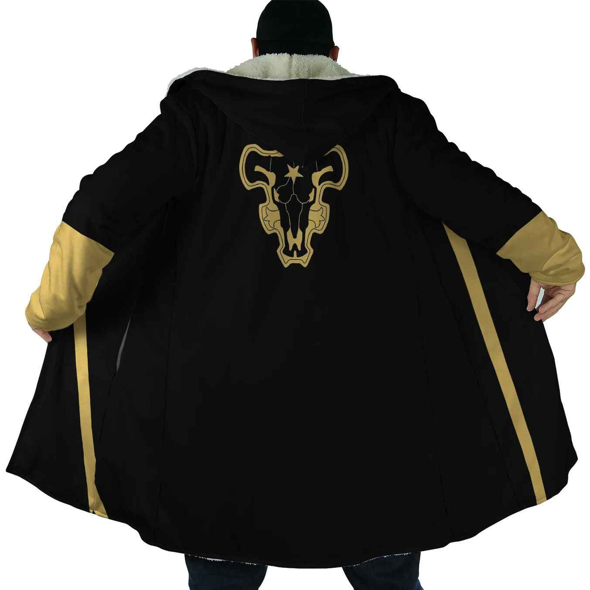 Black Bull Hooded Cloak Coat