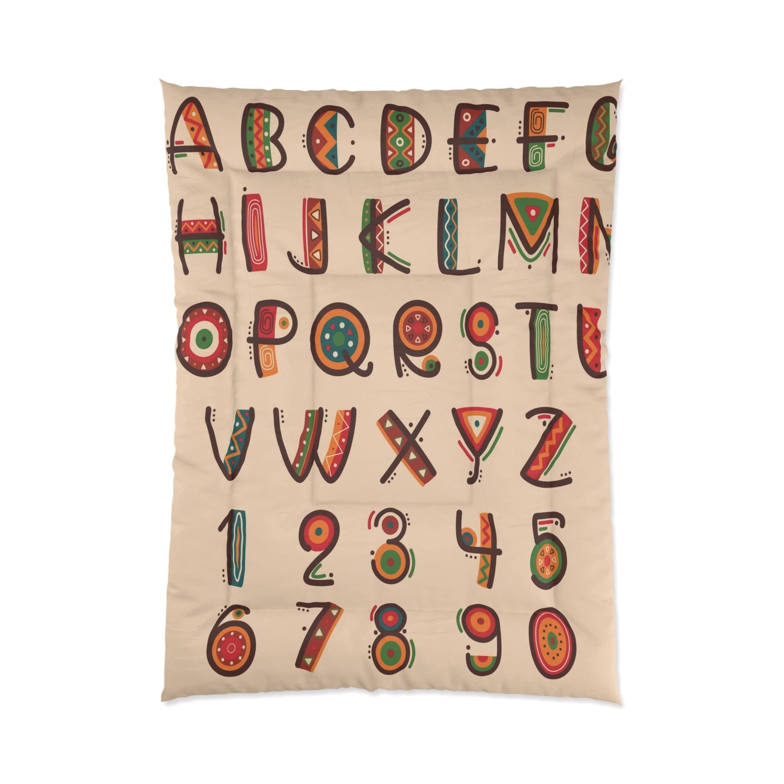 African Cultural Fusion ABC Pattern Kids Comforter Set Bedding