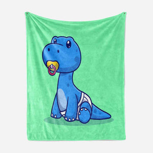 Blue Cute Dino Baby Blanket