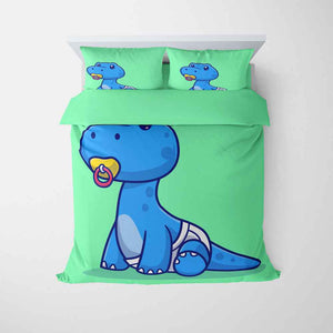 Blue Cute Dino Baby Comforter Set