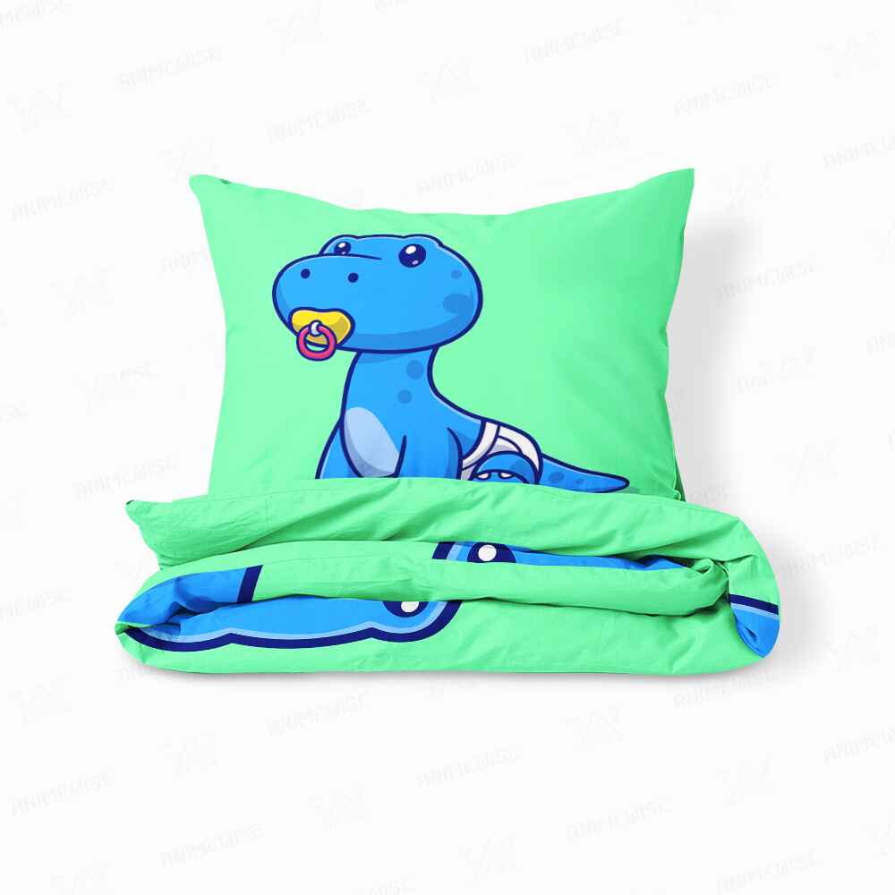 Blue Cute Dino Baby Comforter Set