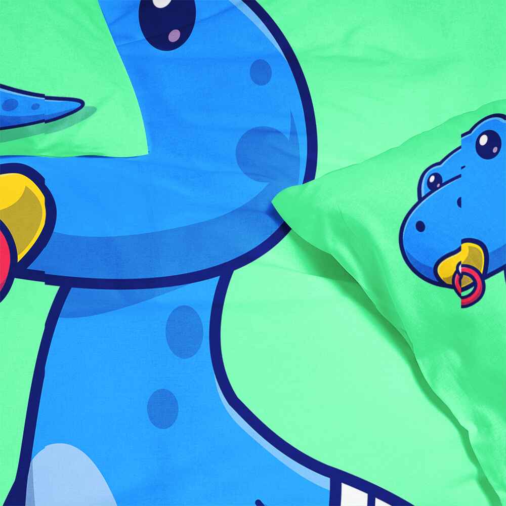 Blue Cute Dino Baby Comforter Set