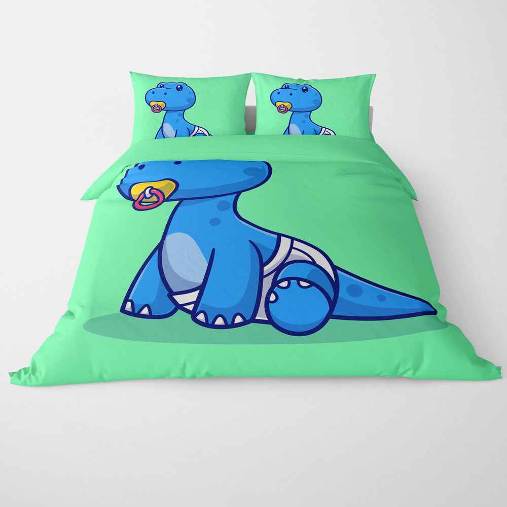 Blue Cute Dino Baby Duvet Cover Bedding