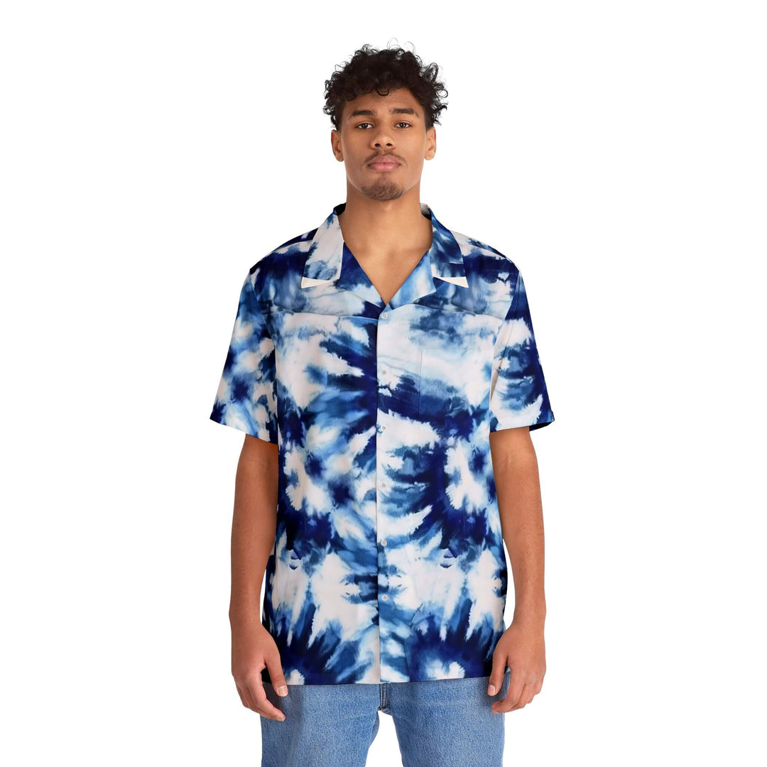 Tie-Dye Blue Splatter Hawaiian Casual Shirt