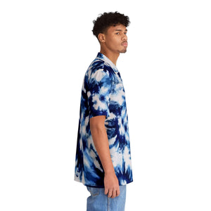 Tie-Dye Blue Splatter Hawaiian Casual Shirt