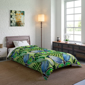 Butterfly Palm Leaf Pattern Comforter Set Bedding