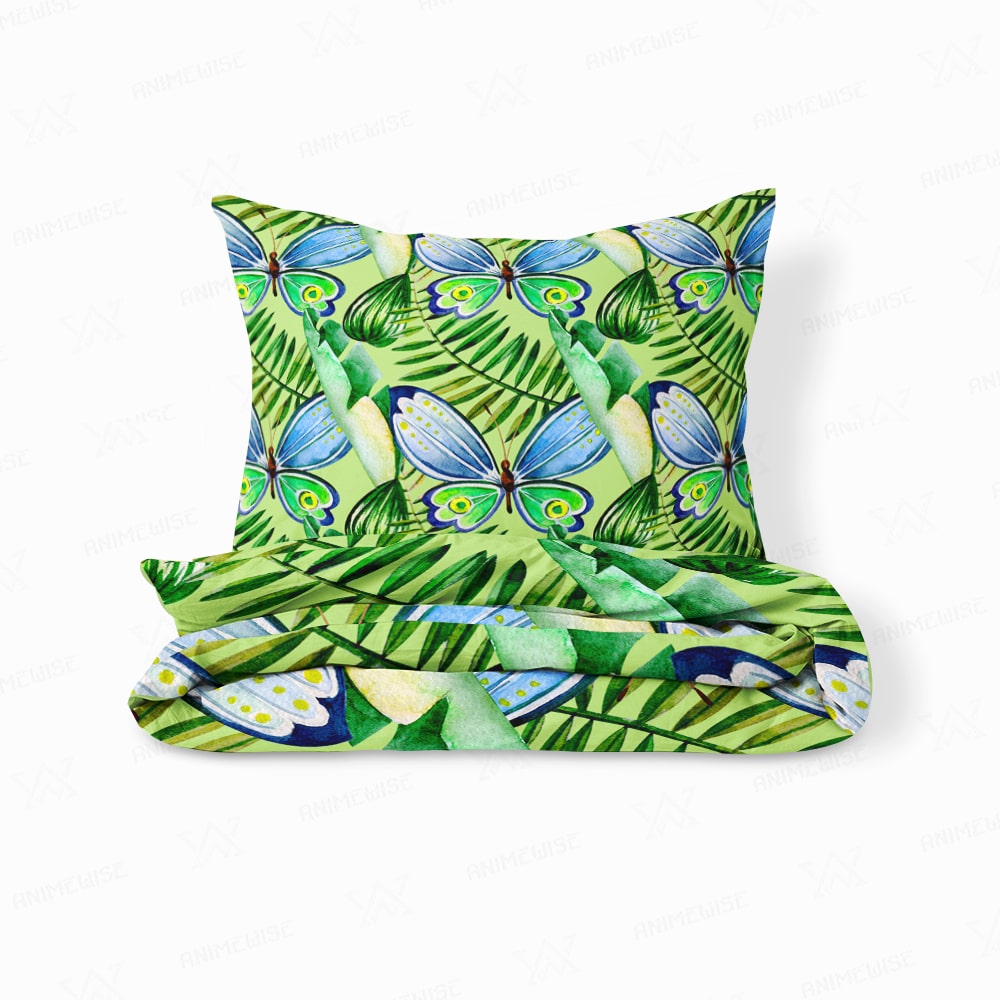 Butterfly Palm Leaf Pattern Comforter Set Bedding