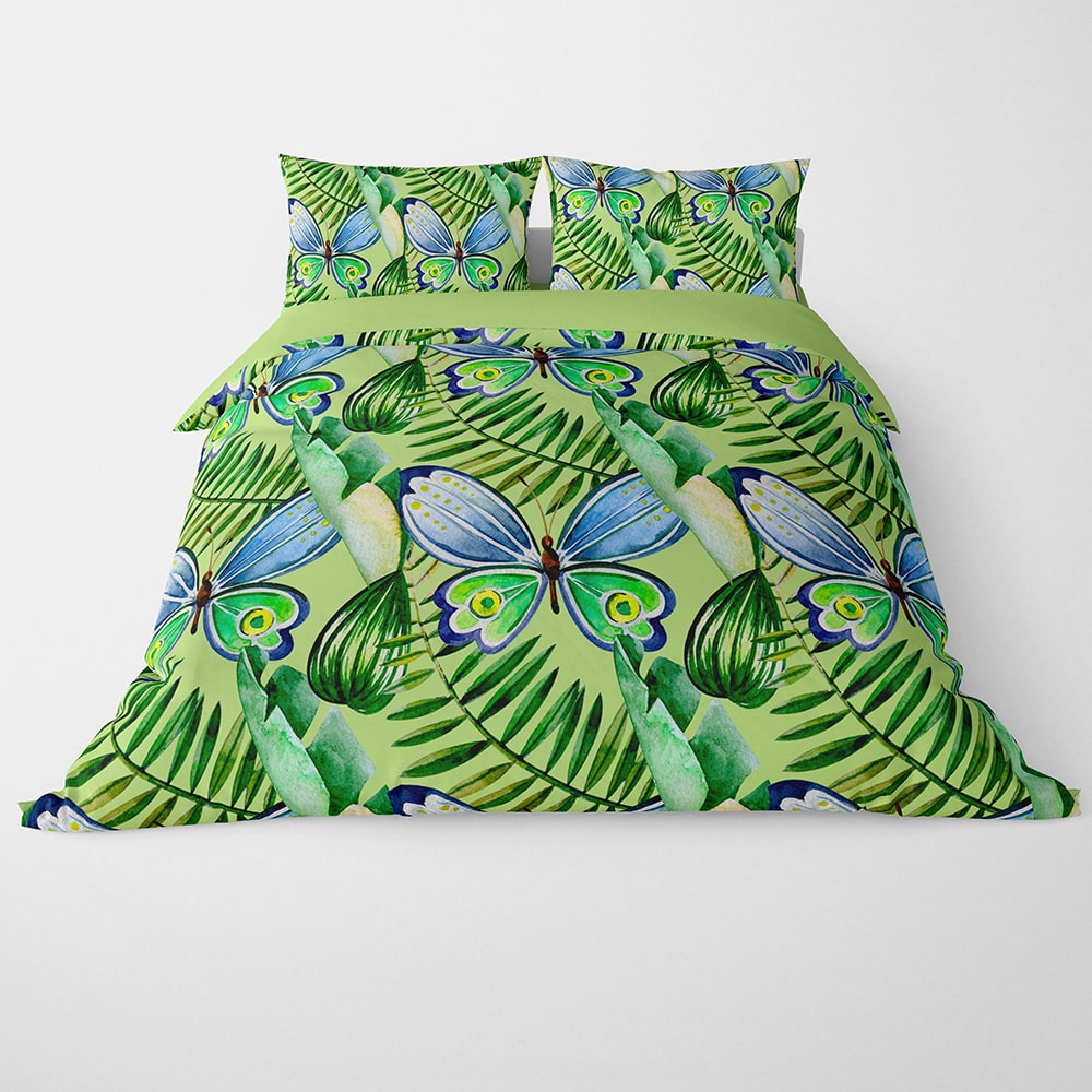 Butterfly Palm Leaf Pattern  Duvet Cover Bedding