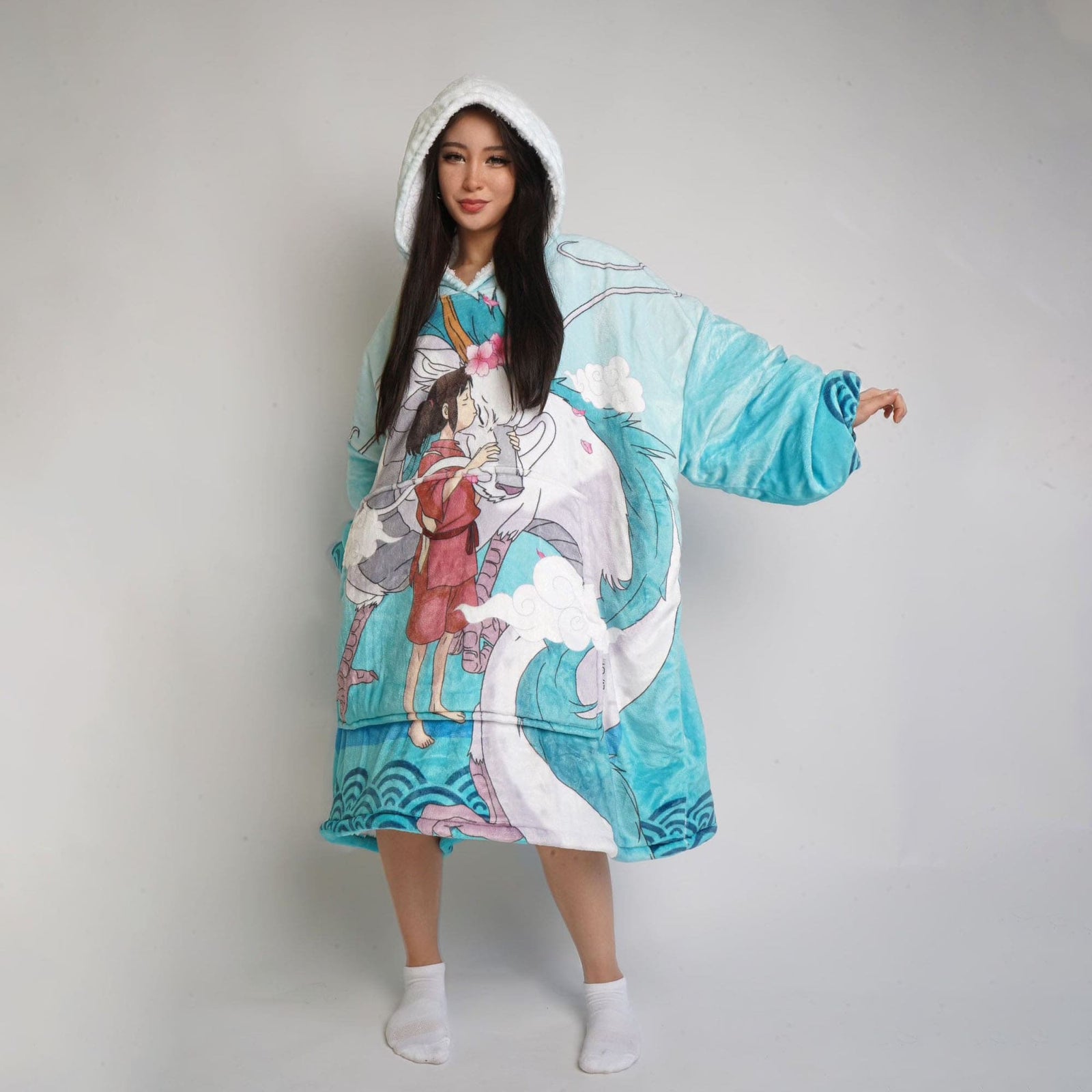 Haku Dragon Spirited Oversized Blanket Hoodie