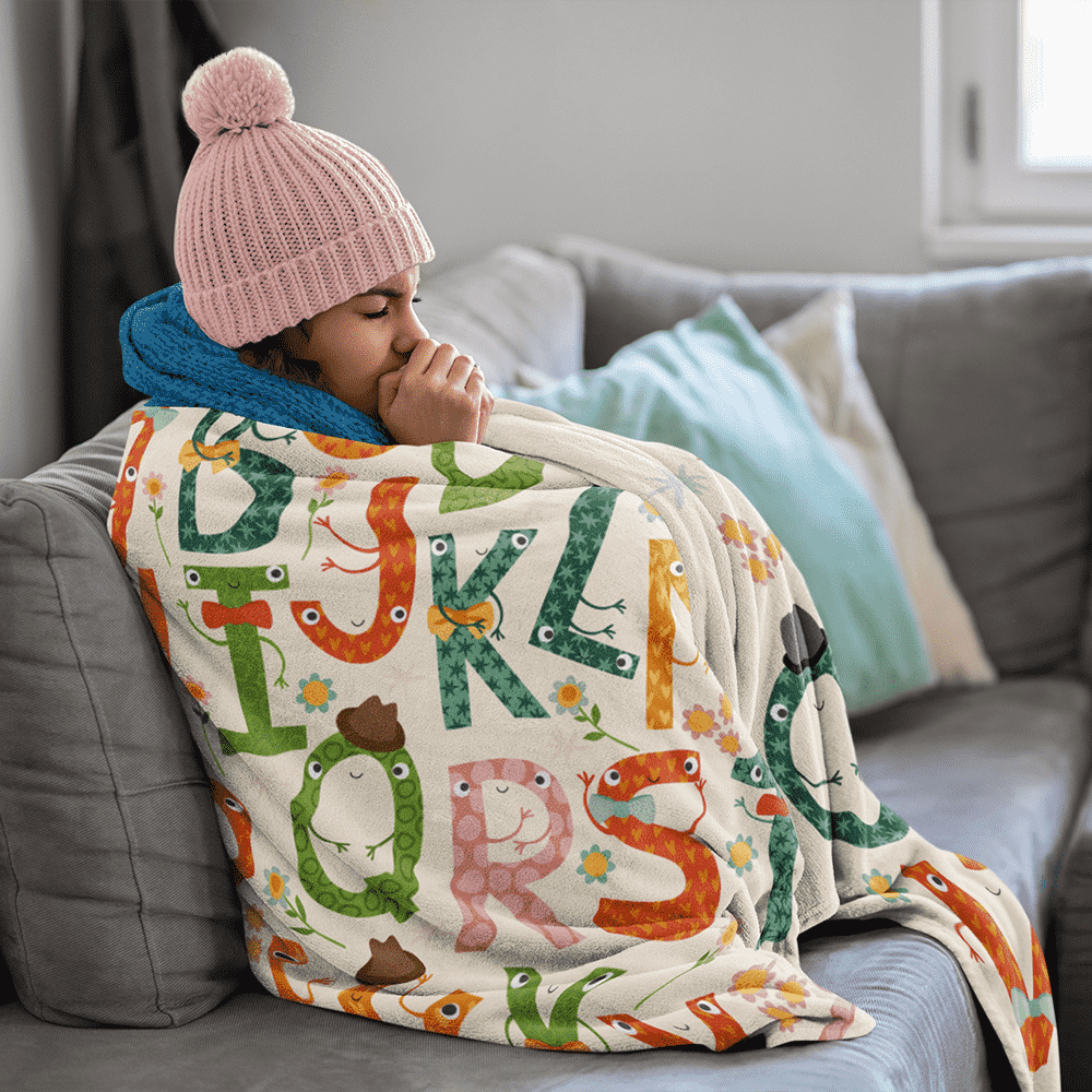 Colorful Childish Funny Alphabet Blanket