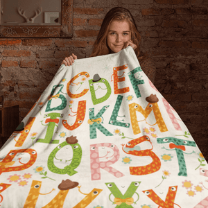 Colorful Childish Funny Alphabet Blanket