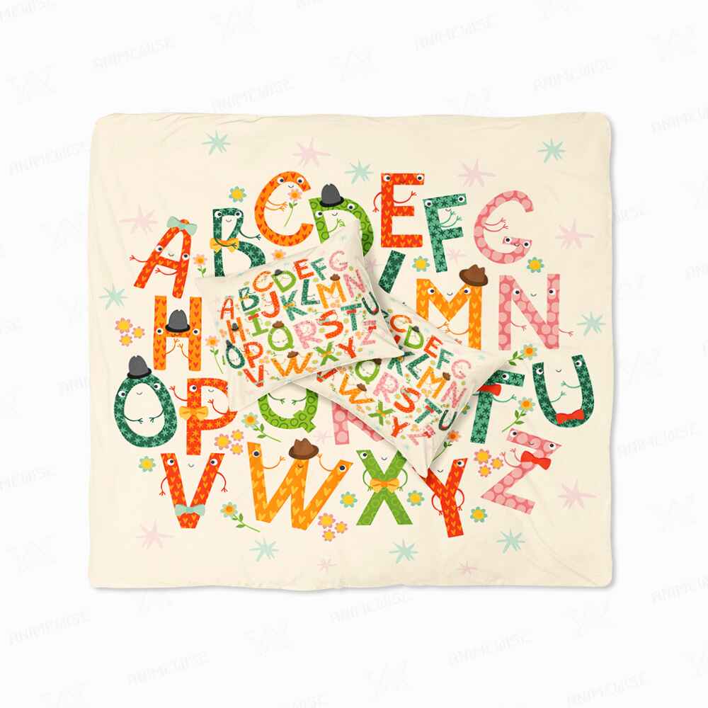 Colorful Childish Funny Alphabet Duvet Cover Bedding