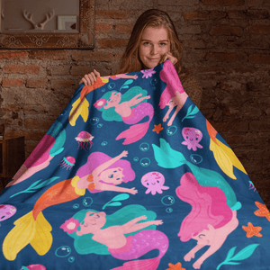 Colorful Mermaids Pattern Blanket
