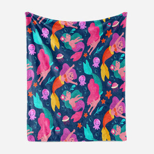 Colorful Mermaids Pattern Blanket