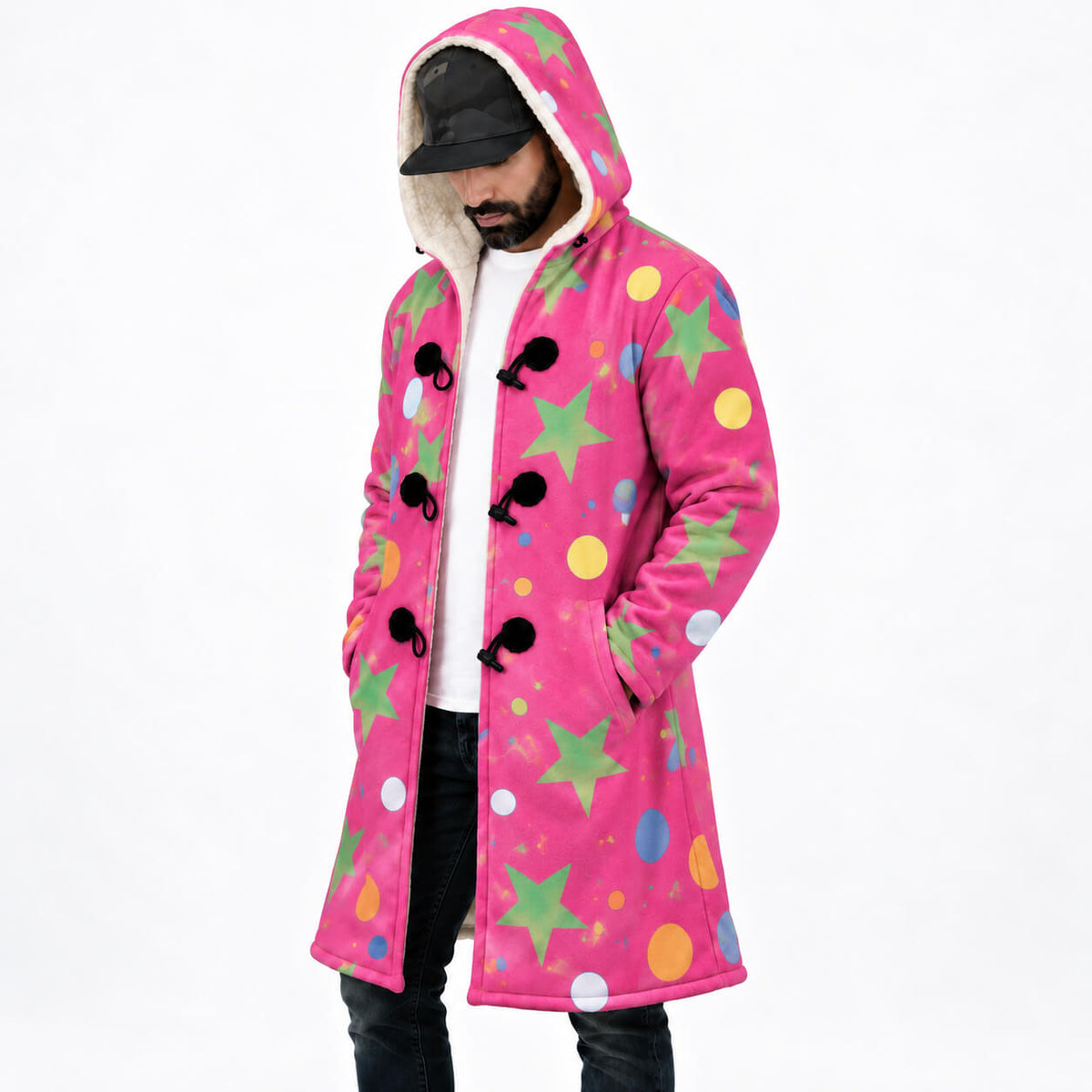 Colorful Star Hooded Cloak Coat