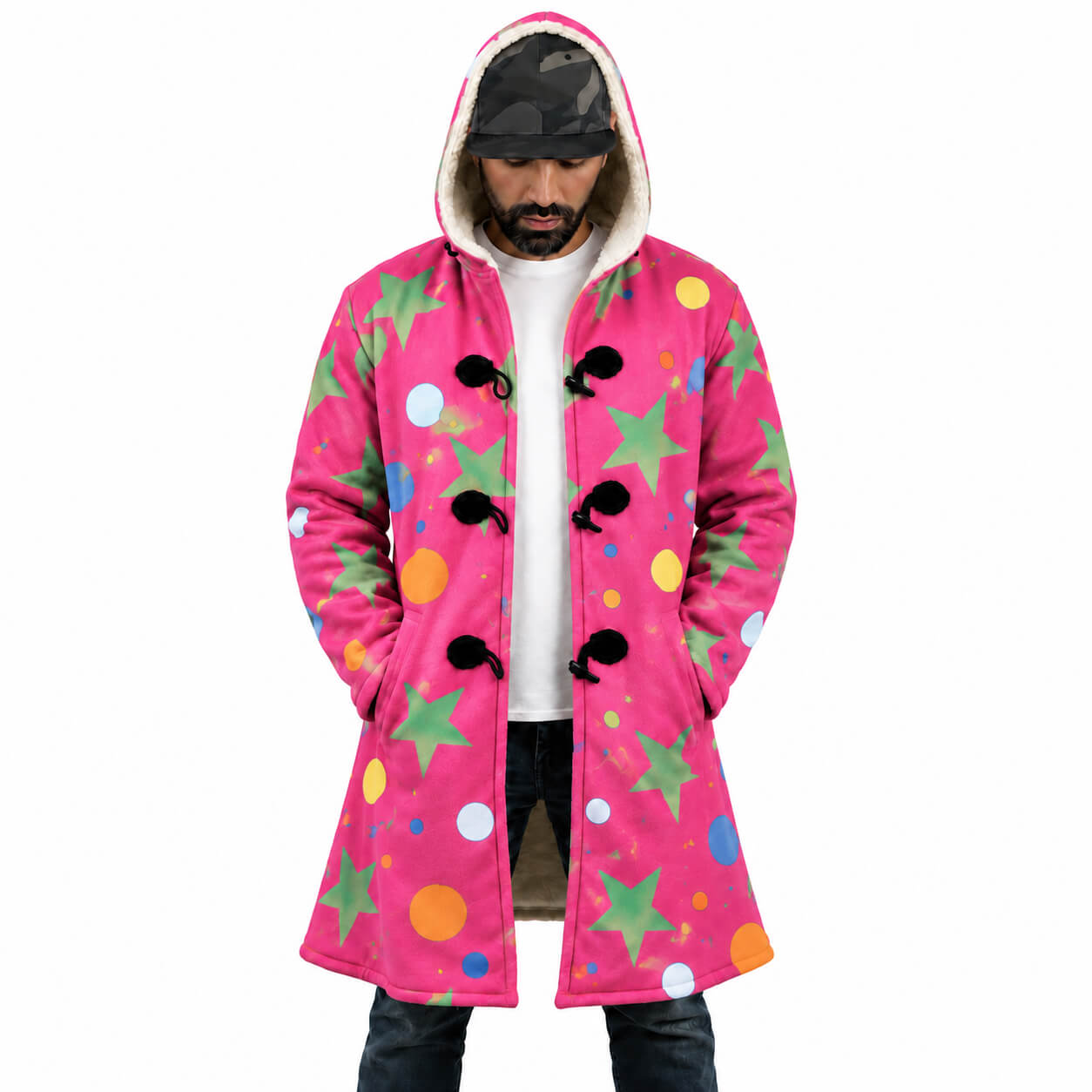 Colorful Star Hooded Cloak Coat
