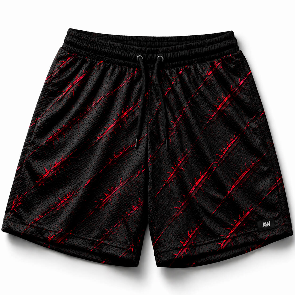 Crimson Strike Athletic Mesh Shorts – Performance Fit