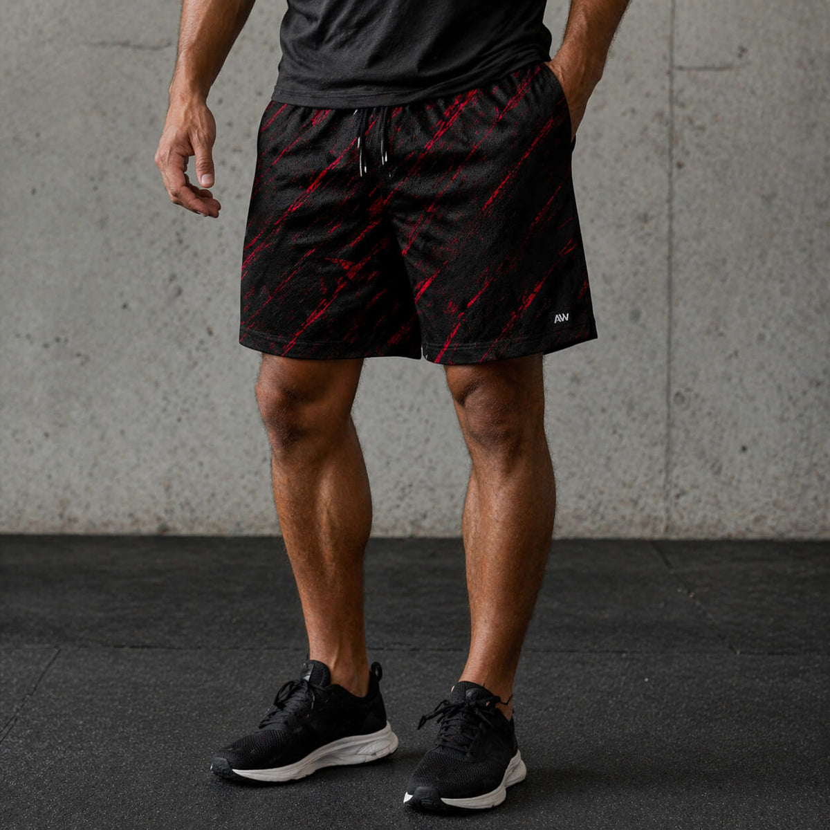Crimson Strike Athletic Mesh Shorts – Performance Fit