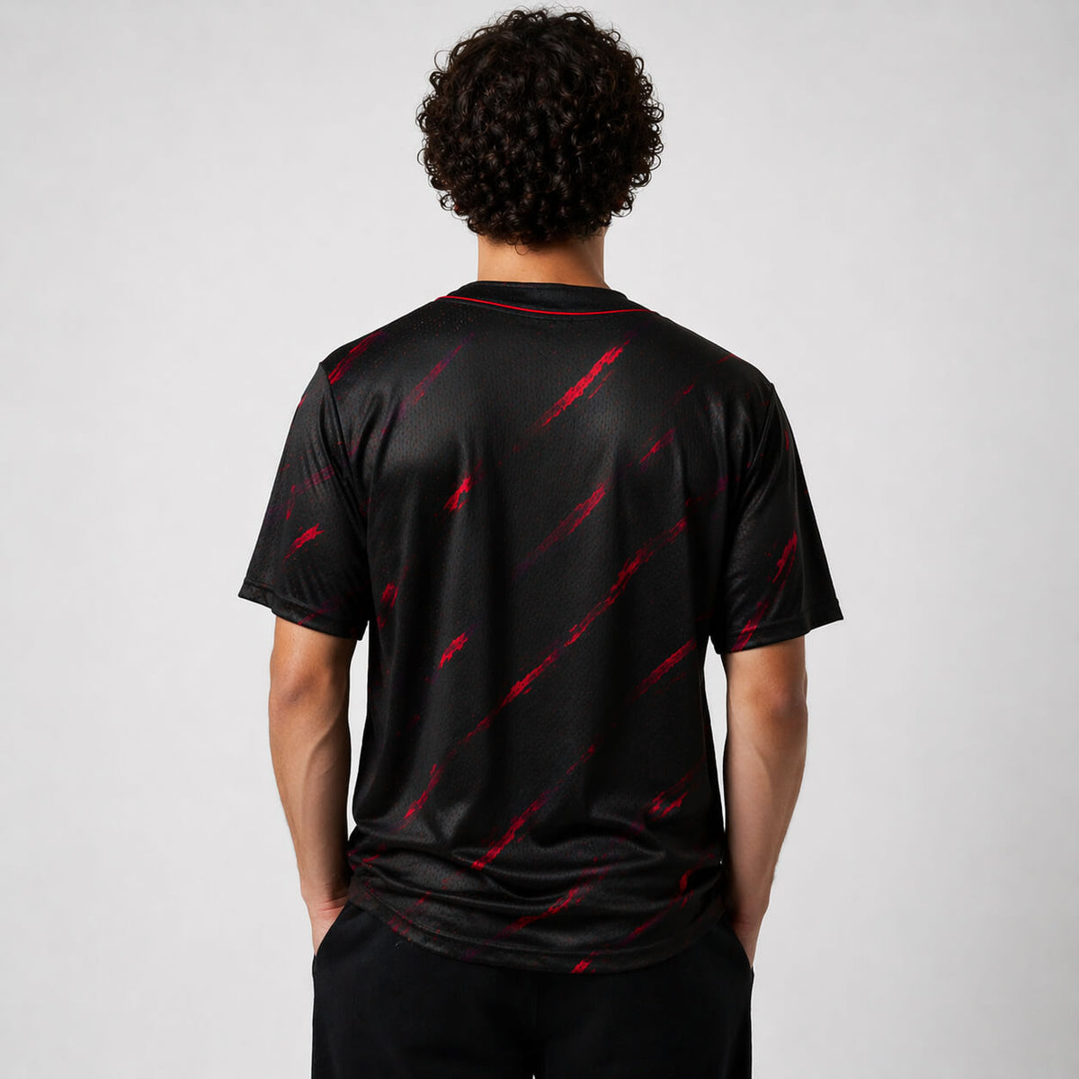 Crimson Strike Baseball Jersey – Breathable Mesh Performance Fit