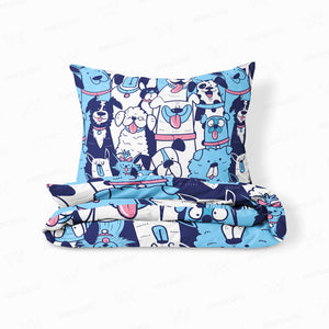 Cute Dogs Doodle Love Duvet Cover Bedding